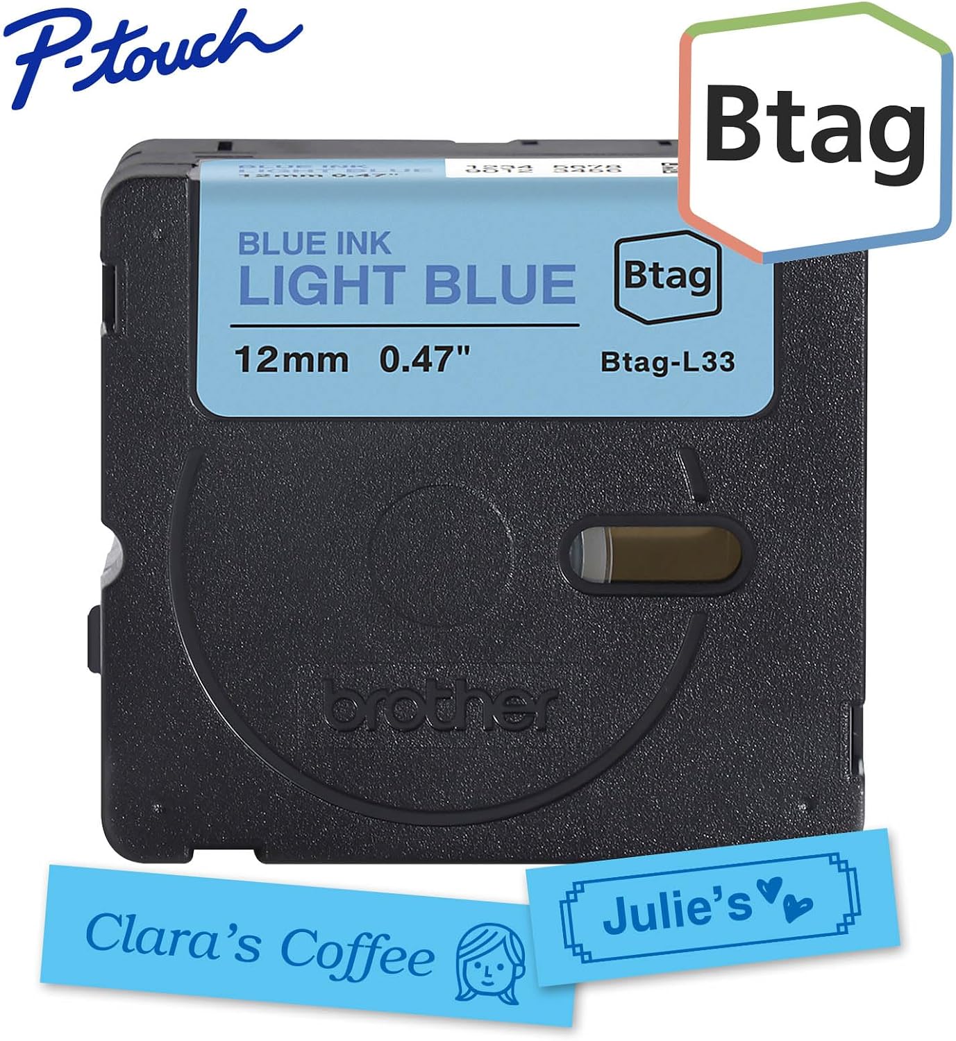 Brother Genuine P-Touch Btag BTAG231 Black on White Label Tape ~1/2in by 13.1ft (12mm x 4m). (Works Only with Brother PT-N10, PT-N20, PT-N25BT Label Makers)