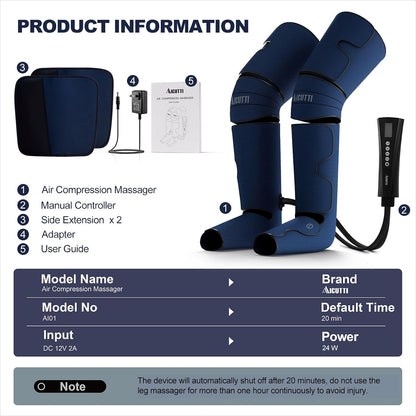 AICUTTI Air Compression Leg Massager with Heat for Foot, Calf, Knee & Thigh - Gifts for Christmas, Mother's Day, Father's Day - Leg Massage Boots for Women & Men - Relieves Muscle Tension and Pain