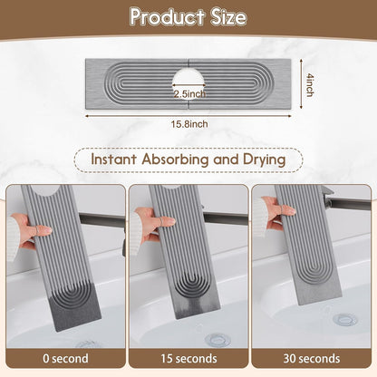 Faucet Mat for Kitchen Sink, Diatomite Quick Drying Tray , 15.8 Inch Kitchen Sink Splash Guard and Bathroom Stone Trays for Counter. Super Absorben.White.