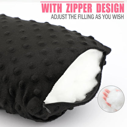 Small Knee Pillow for Side Sleepers, Soft Leg Pillows Relief from Knees, Sciatica, Hips, Joints Between Legs, Back Pain When Side Sleeping, Leg Alignment Knee Support Pillow, Minky Dot Black
