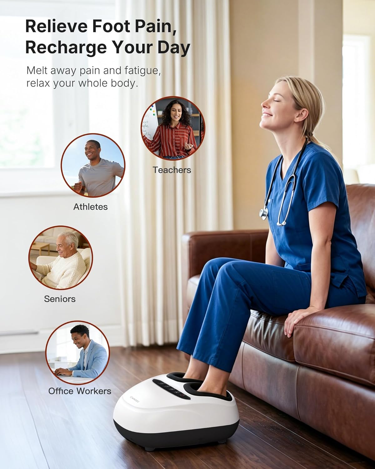 KNQZE Shiatsu Foot Massager with Heat for Plantar Fasciitis, FSA Eligible | Deep Kneading Shiatsu Massage, Multiple Heat & Compression Levels, Remote Control, Fits Men's Size 13, Gift for Women Men Mom