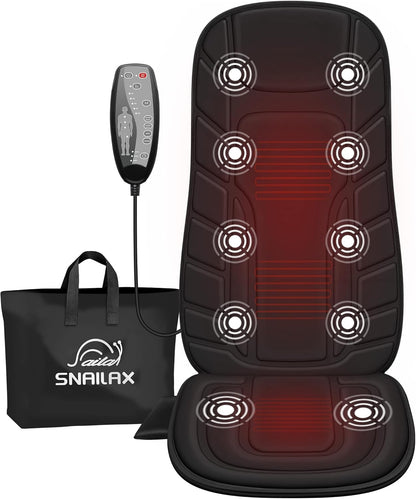Snailax Vibration Back Massager with Heat, Seat Massager with 8 Vibrating Motors & 5 Modes, Chair Massage Cushion, Massage Pad for Sofa, Recliner, Chair, Home, Office, Gifts for Parents