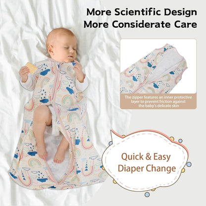 Baby Sleep Sack 0-6 Months, 100% Cotton Wearable Blanket, 0.5 Tog, 3 Pack