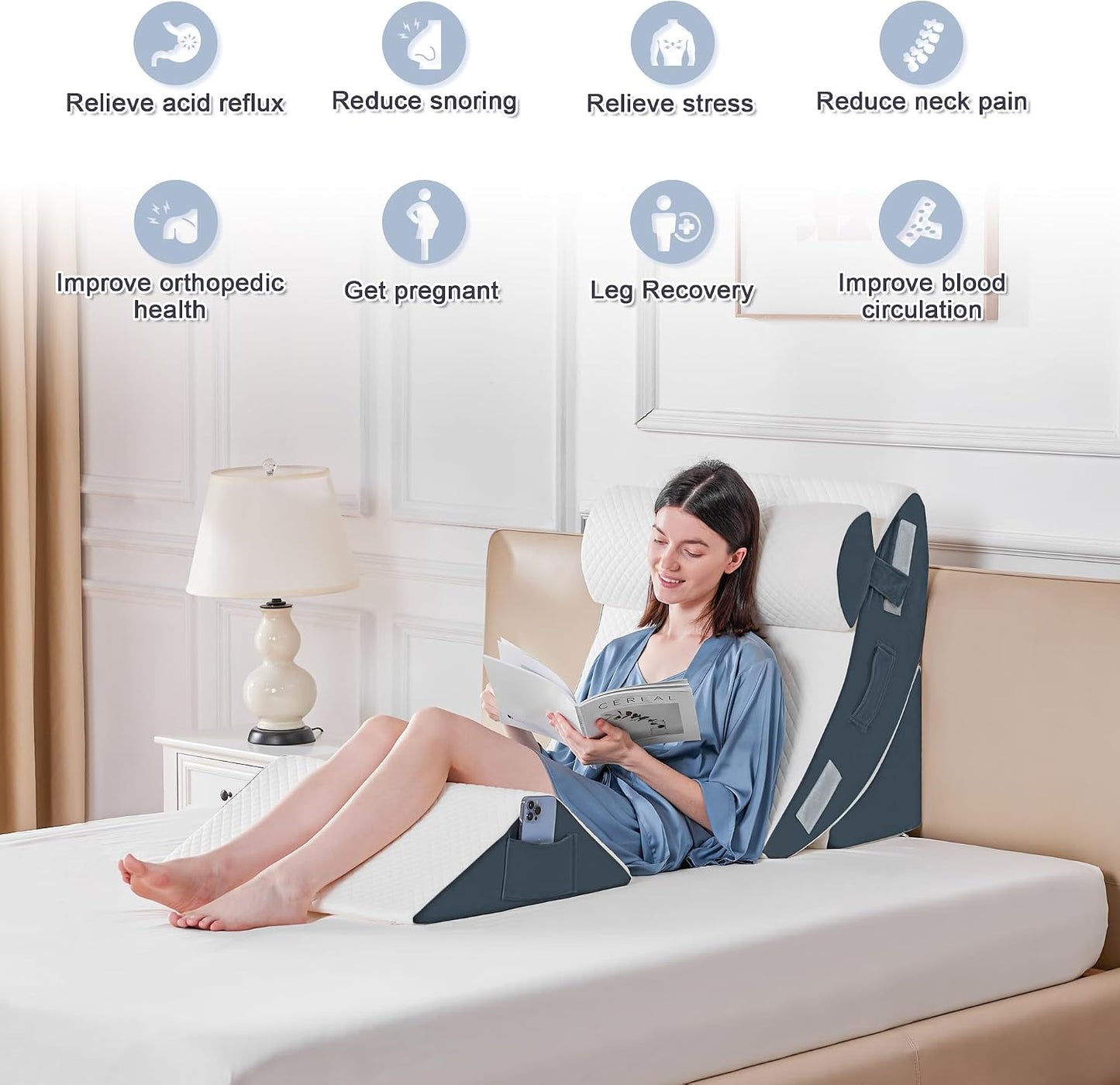 Yojoker Leg Elevation Pillows for Swelling, Memory Foam Wedge Pillow for Legs Blood Circulation, Leg Elevation Pillows for After Surgery, Knee Wedge Pillow for Sleeping Back Hip Ankles Relief