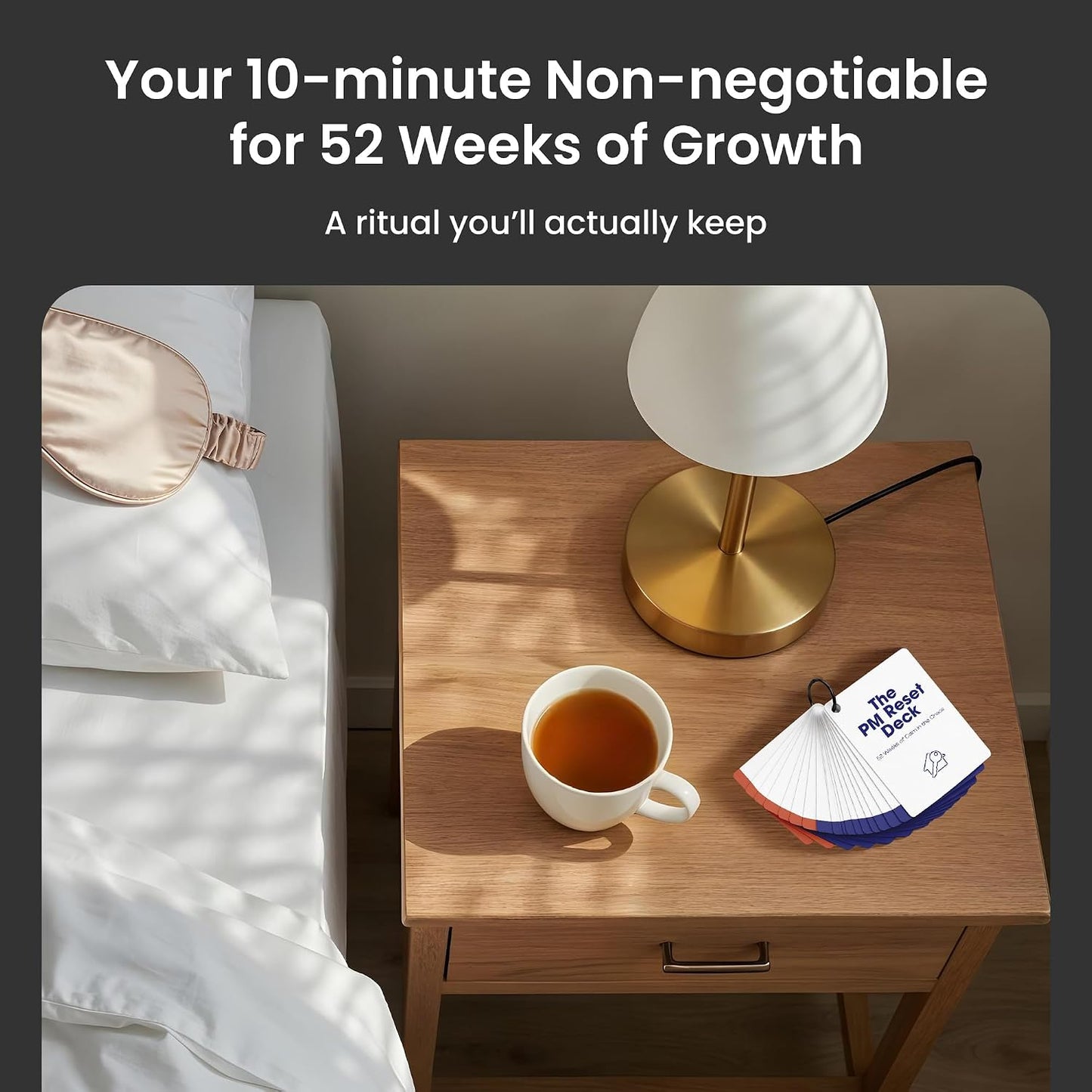 PM Reset Deck: 52 Weeks of Calm in the Chaos – Self-Care Card Deck for Burned-Out Professionals and Busy Adults, Weekly Actionable Challenges on Punch-Hole Ring