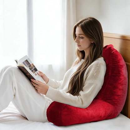 OAISZ Reading Pillow for Sitting in Bed with Shredded Memory Foam, Grey | 19-Inch Back Pillow for Sitting Up in Bed, Extended Arms, Side Pockets, Supportive Adjustable Pillow Removable Washable Cover