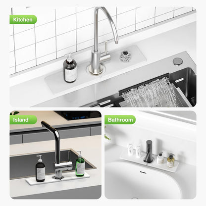 Premium Stone Faucet Mat for Kitchen Sink, 30" x 4" White | Quick Drying & Water Absorbent, Sink Splash Guard Tray for Prevents Moisture Buildup