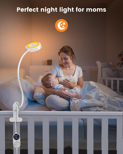 Glocusent 72 LED Desk Lamp, Bed Lamp with Amber Ring& Amber Mode | 3 Colors & 5 Brightness, 2.75" Clamp & 30Min Timer, USB Powered with Remote, Clamp Light for Headboard/Dorm/Bunk/Work/Craft
