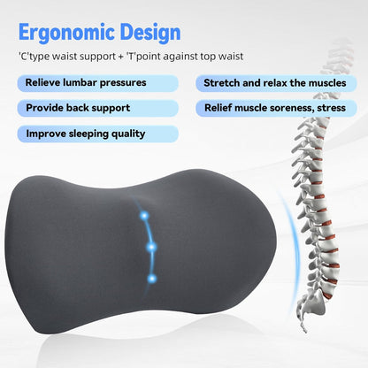 Lumbar Pillow, Memory Foam Lumbar Support Pillow for Office Chair and Car Seat, Ergonomic Streamline Back Pillow for Lower Back Pain Relief, Back Support Pillow for Sitting, Driving, Traveling