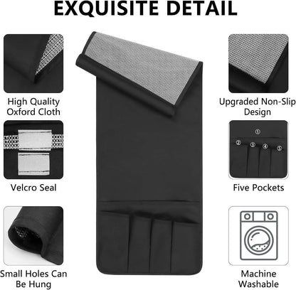 Remote Control Holder for Armchair Caddy，TV Remote Holder Over Chair Arm | Oxford Non-slip Couch Organizer, Arm Chair Caddy for Recliner With 5 Pockets for Key Glasses Phone Magazine