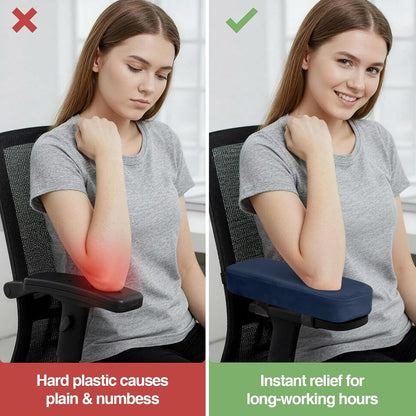 Smiry Memory Foam Office Chair Armrest Pads, Non-Slip Armrest Cushion | Ergonomic Arm Rest Pads with Adjustable Buckles and Straps, Elbow Relief for Desk, Gaming & Wheelchair, Black, Set of 2