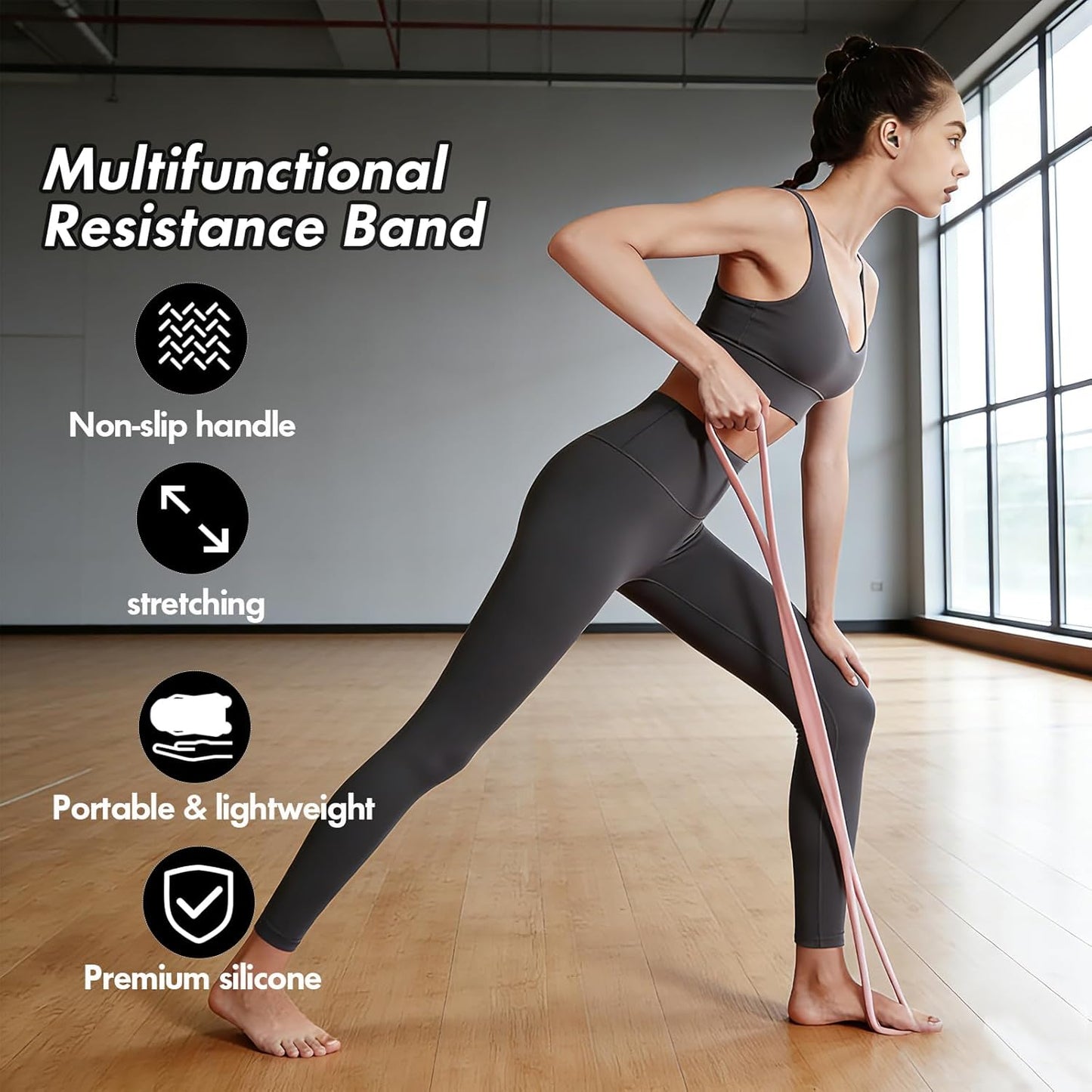 Figure 8 Resistance Band, Figure 8 Resistance Bands for Women Men,Resistance Band Figure for Working Out, Non-Slip Handles, Home Gym, Yoga & Physical Therapy