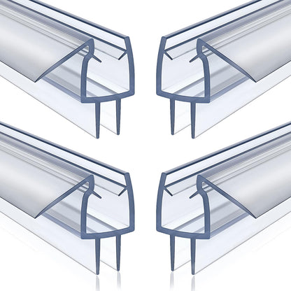 4 Pack Shower Door Bottom Seal Strip for 3/8 Inch Glass Door | Clear PVC shower door seal strip for 3/8 inch frameless glass doors, helps block water leaks and keep floors dry.