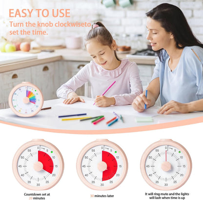 Visual Timer for Kids 60 Minute Countdown Timer Rainbow Disk Desk Timer Clock for Classroom Study Office Kitchen with Silent Operation (Purple)