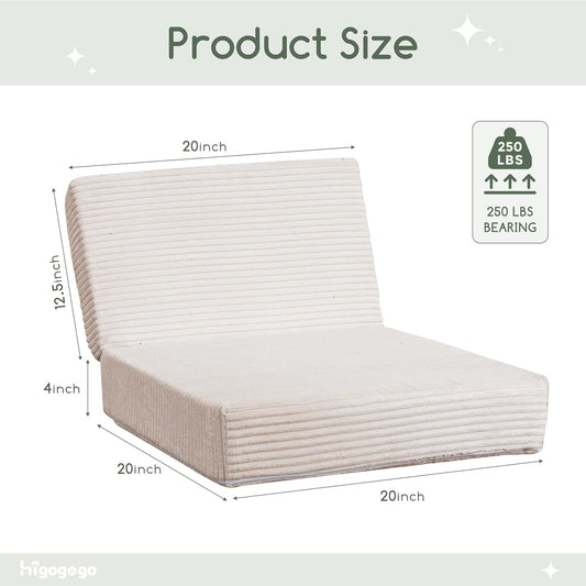 HIGOGOGO Corduroy Recliner Chair Cushion with Lumbar Support Pillow Soft Non-Slip 4" Thick Seat Pad Prevent Buttocks & Back Pain in Seniors (Beige, 12" Backrest)
