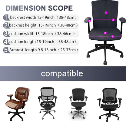 Tallew 4 Pcs Office Chair Covers Set Computer Universal Protective Stretchable Chair Seat Covers Desk Armrest Slipcovers Pads Office Cushion Backrest for Rotating (XL,Silver Gray)