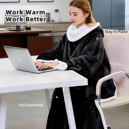 IFNOW Sherpa Wearable Blanket with Sleeves, Oversized Snuggle Robe, Purple | 430GSM Thick, 55x69", Big Pocket, TV Blanket,Fall Winter Dorm Essentials or Office, Christmas Birthday Gifts for Women Men
