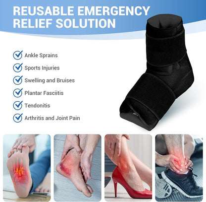 Comfytemp Ankle Foot Ice Pack Wrap for Plantar Fasciitis Relief, FSA Eligible HSA, Ankles Brace for Sprain Pain, Heel Spur, Swelling, Achilles Tendonitis, Hot Cold Gel Ice Pack for Injuries Reusable