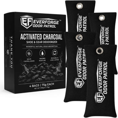 EverForge Odor Patrol Charcoal Deodorizer Bags, Natural Odor Absorber for Shoes & Sneakers, Gym Bags, Lockers, Sports Gear, & Cars, Activated Charcoal, 2-Pack, Unscented