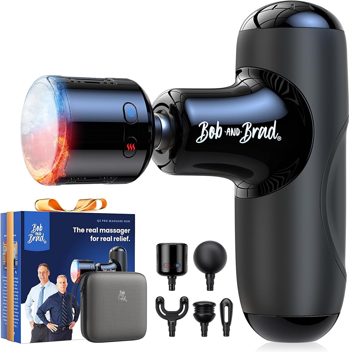 BOB AND BRAD Q2 Mini Massage Gun, Pocket-Sized Deep Tissue Massager Gun, Portable Percussion Muscle Massager Gun, Ultra Small & Quiet Muscle Massage Gun for Muscle Recovery with Carry Case