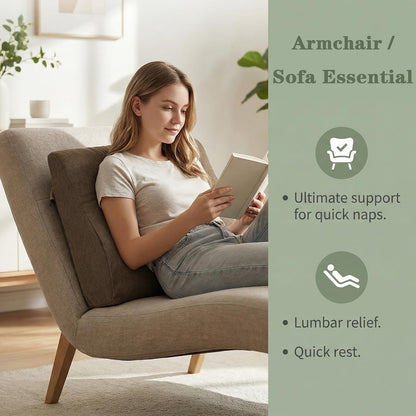 baibu Patented Dual-Layer Memory Foam Lumbar Pillow for Recliner, Brown | Large ergonomic back support for recliners, sofas and gaming chairs, with a removable machine-washable cover.