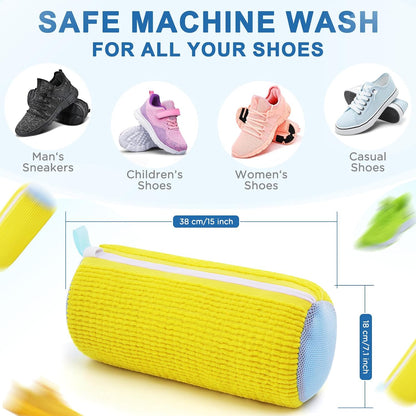 Aship Shoe Washing Machine Bag, Laundry Shoes Bag for Washer & Dryer - 2PC Reusable Shoe Cleaning Bag for Sneakers,Tennis Shoes, 360° Deep Cleaning With Self-locking Zipper for All Shoes Sizes - White