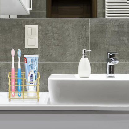 HBlife Toothbrush Holders for Bathroom, 5 Slots Silver Stainless Steel Bathroom Accessories Organizer