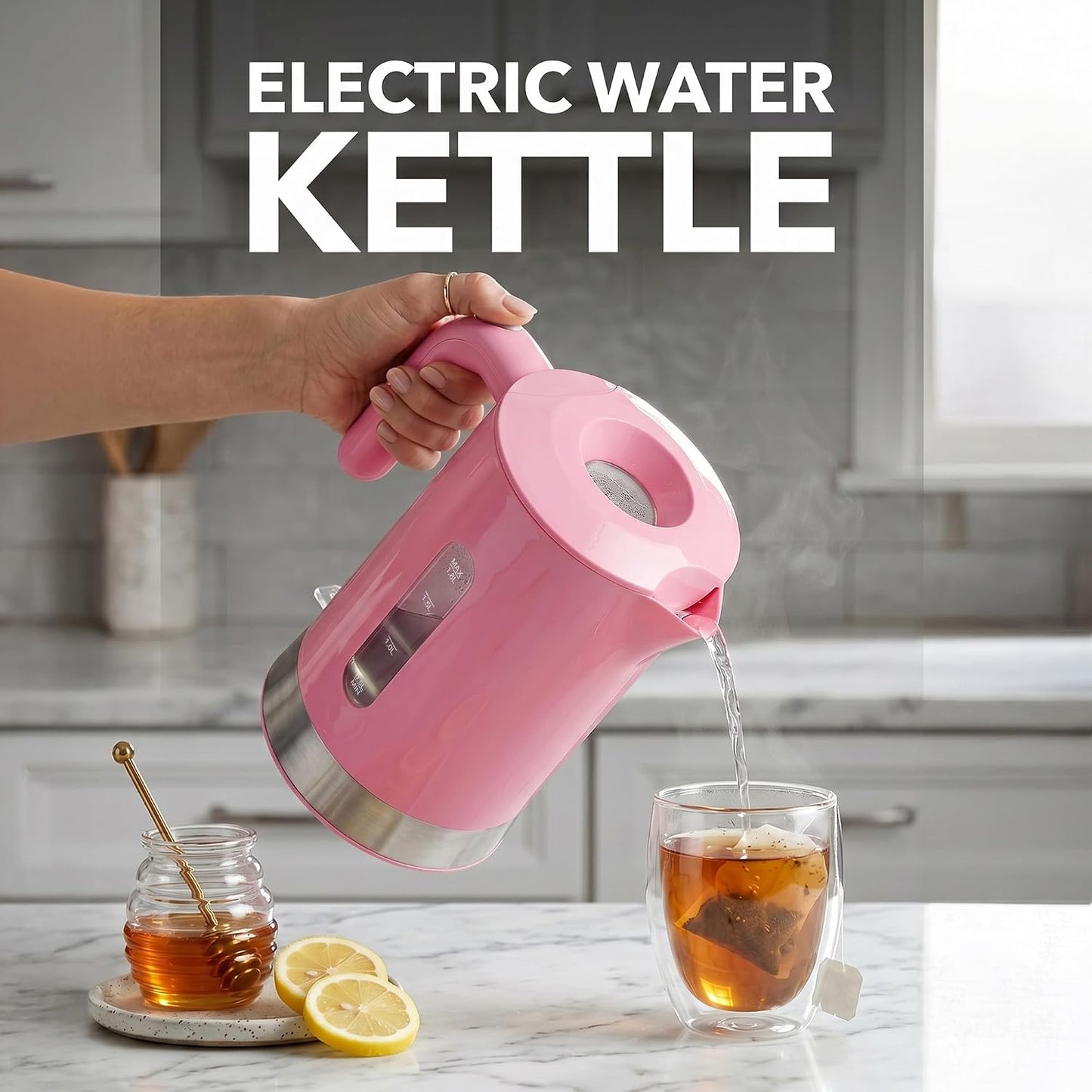 OVENTE 1.8L Electric Kettle with 1500W Fast Boiling Heater, Black KP413B | Best For Coffee or Tea, BPA-Free, Easy-Fill Lid, Water Level Window, Auto Shut-Off & Boil-Dry Protection, Removable Filter