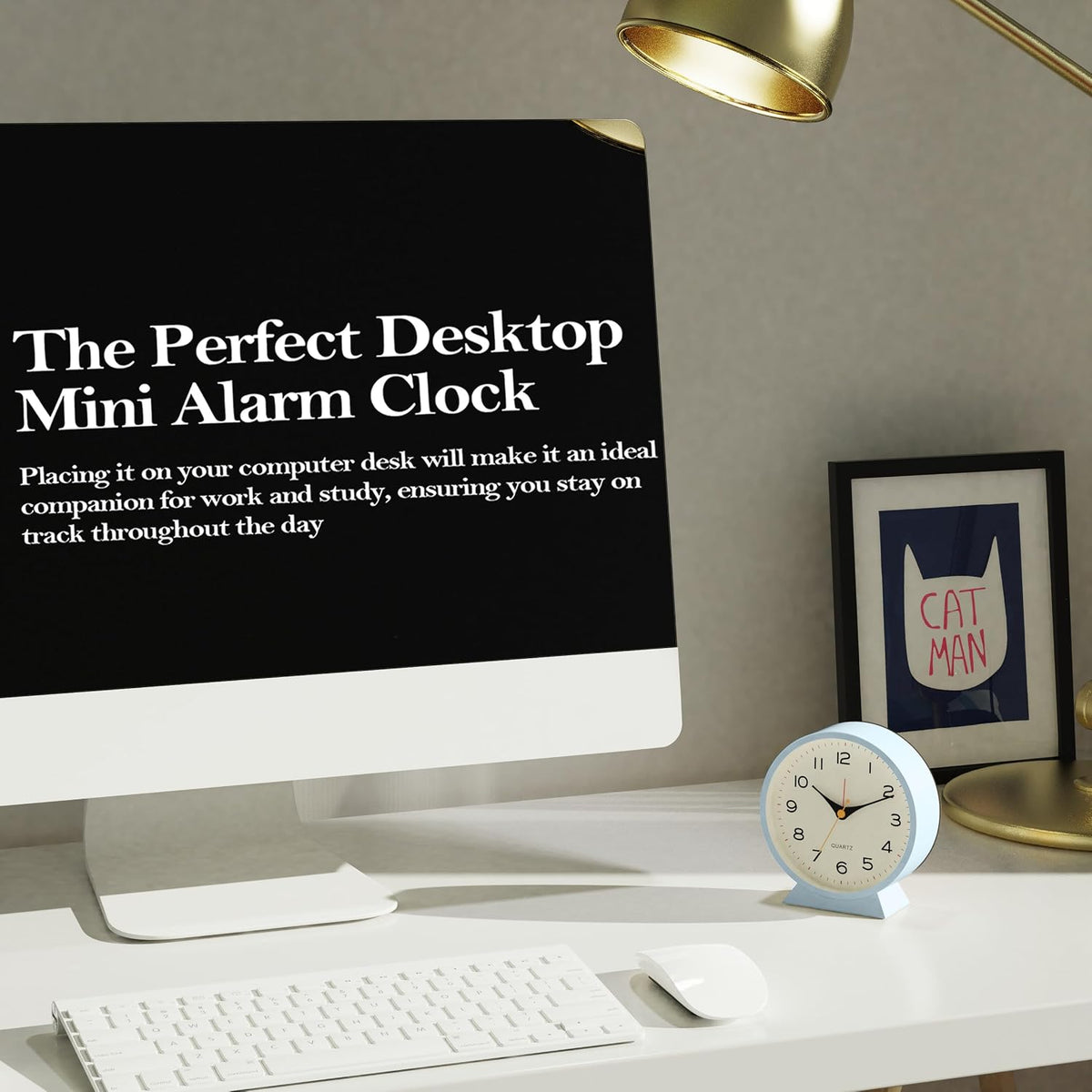 AYRELY® 4.5" Analog Alarm Clock, Small Retro Desk Clock and Table Clock