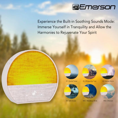 Emerson Sunrise SmartSet Dual Alarm Clock with Nature Sounds and White Noise, Dimmable 8-Color LED Display, Bluetooth Speaker, 4 Soothing Sounds, 2 Alarm Sounds, LED Clock Display, FM Radio