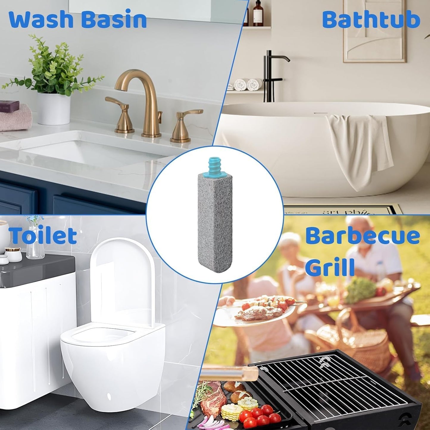 Pumice Stone Toilet Bowl Cleaner with 11.8 Inch Handle, Multi-Surface Cleaning Tool for Bathroom, Pool, Grill (6 Pack)