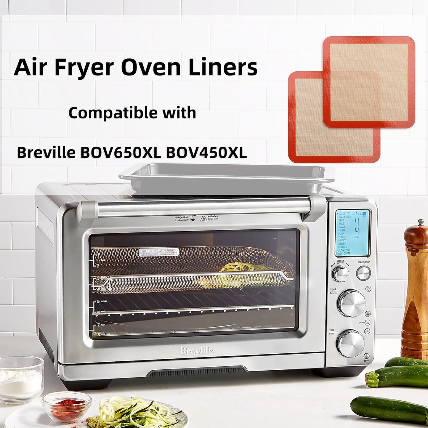 AMYONE 11x11 Silicone Baking Mat, Square Air Fryer Liner, Platinum, 2 Pack | For 11x11 Square Cake Pan/Cheesecake Pan/Toaster Oven/XL Air Fryer, Food Grade Silicone Baking Sheet Liner for Cake/Cookie
