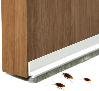 Door Sweep for Bottom of Door: Integrated Design with Brush | Self Adhesive Under Door Draft Stopper - Seal Dust Noise Hot or Cold Air Insulation - White 39"L 2" W