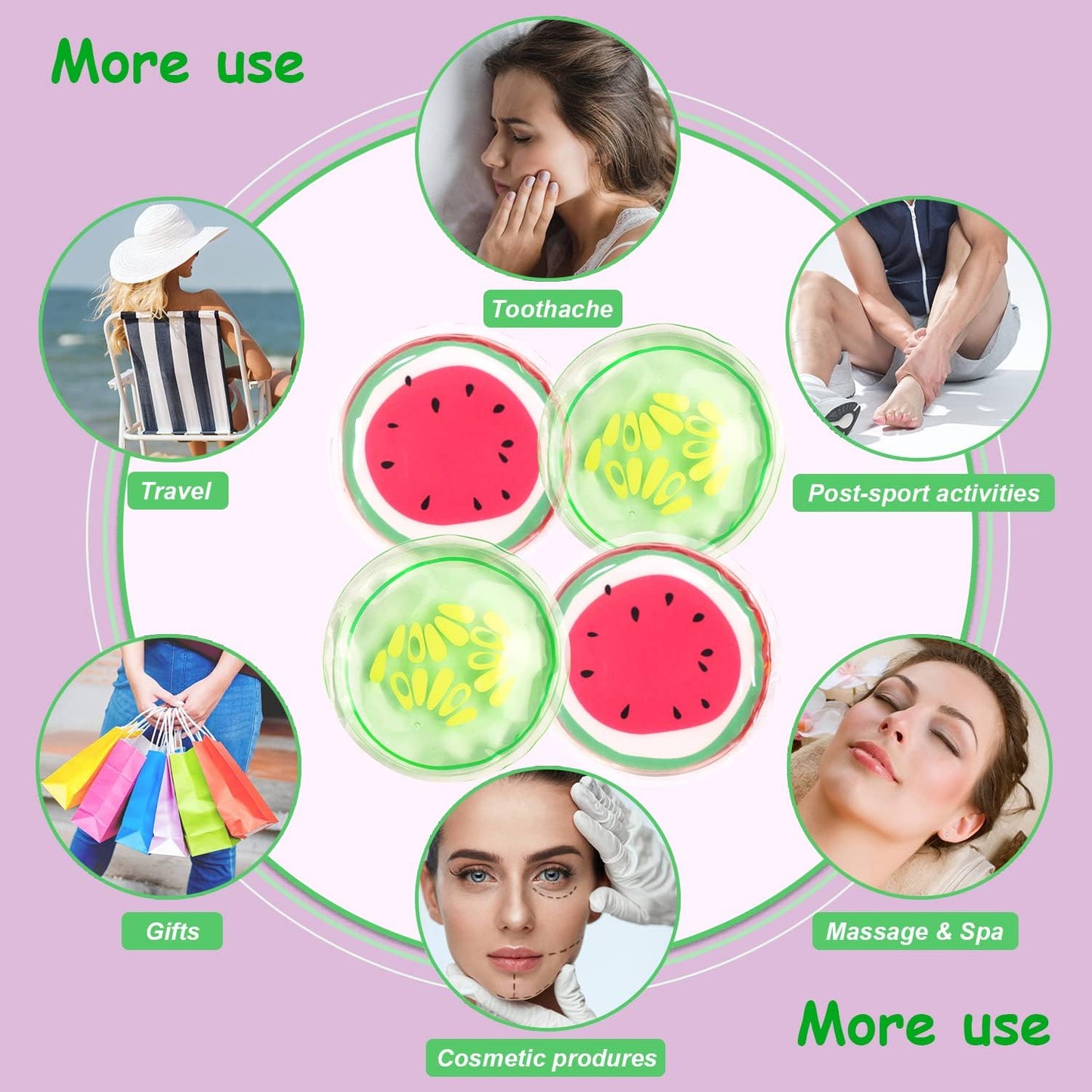 4PCS Gel Eye Ice Pack Set Reusable, Cold and Hot Compress for Eyes, Ice Pack for Eyes, Cooling Eye Pads for Eye Strain, Swelling, Redness, Dark Circles, Puffy Eyes, and Eye Recovery Surgery.