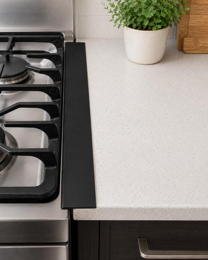 2-Pack Stove Gap Covers for Kitchen Counters 22" Silicone Gap Filler Heat Resistant Food Grade Easy Clean (Black)