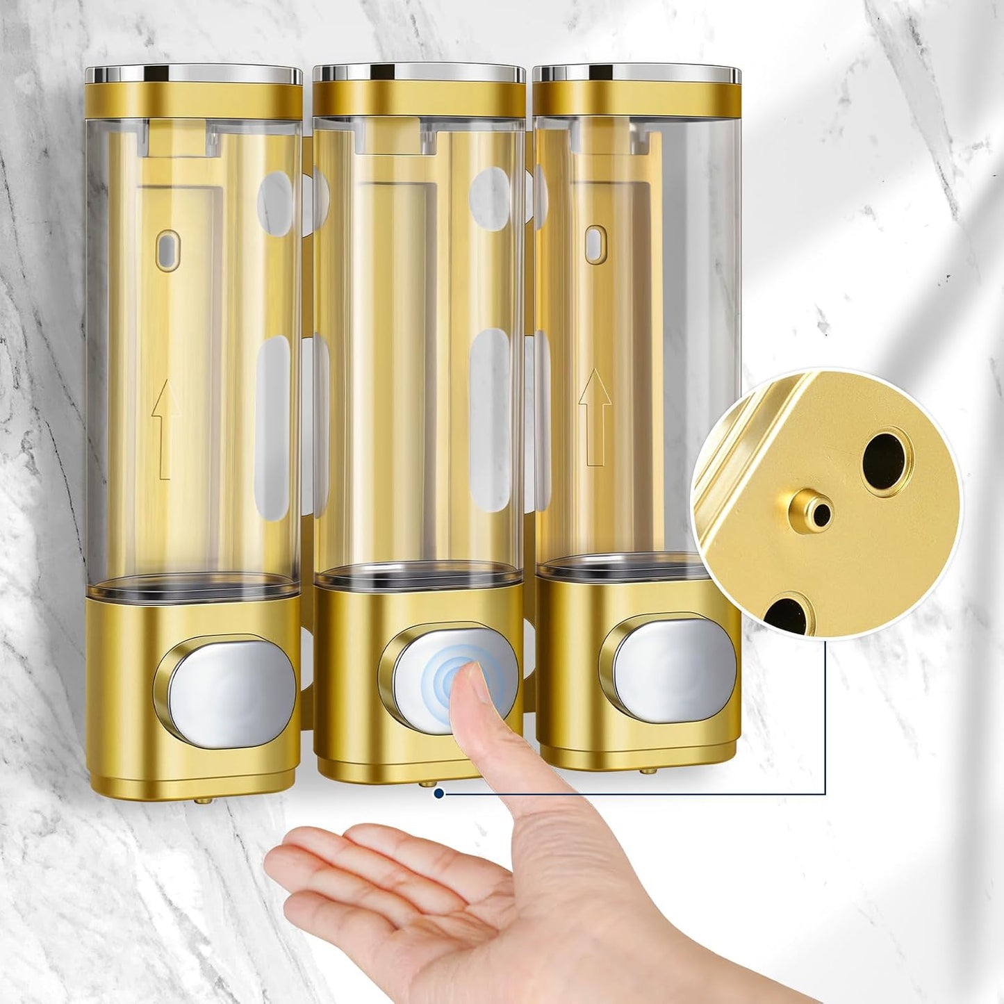 Shower Soap Dispenser,Shampoo and Conditioner Dispenser | Shower Dispenser 3 Chamber No Drill,Wall Mounted Refillable Bottles,Shower Accessories for Bathroom,RV&Hotel,16.9 oz 3 in 1