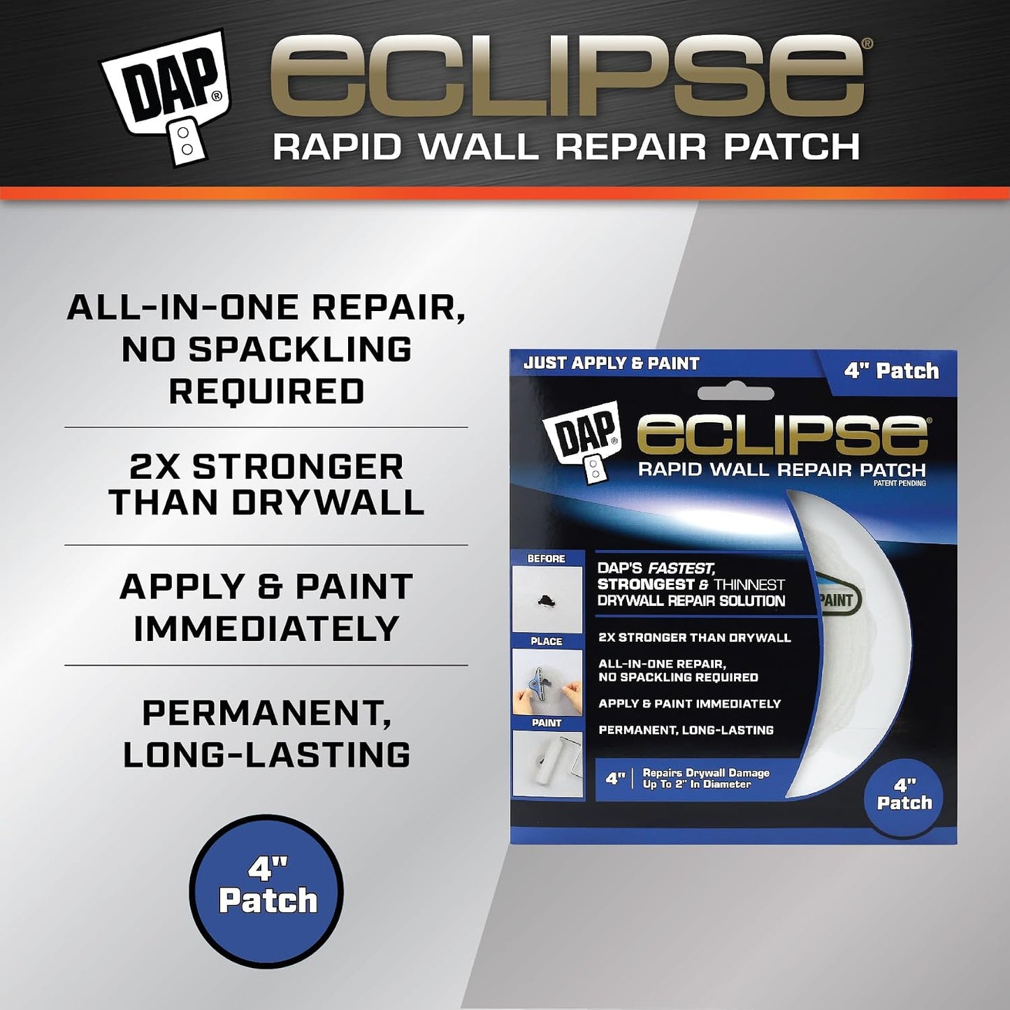 DAP Eclipse Rapid Wall Repair Patch, 6 in (7079809165)