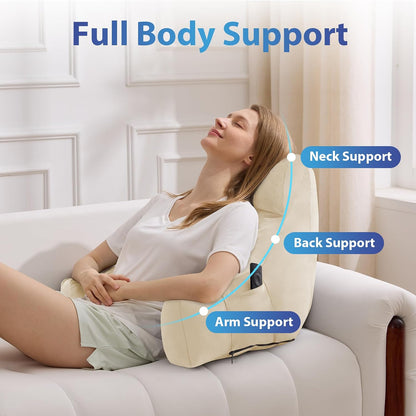 IPYNBAP Back Pillow for Bed Sitting up, Reading Pillow for Sitting in Bed Adult, Back Support Pillow, Memory Foam Sit up Lounge Backrest Pillow with Arms for TV, Couch, Chair, Dorm, 18 Inch, Grey