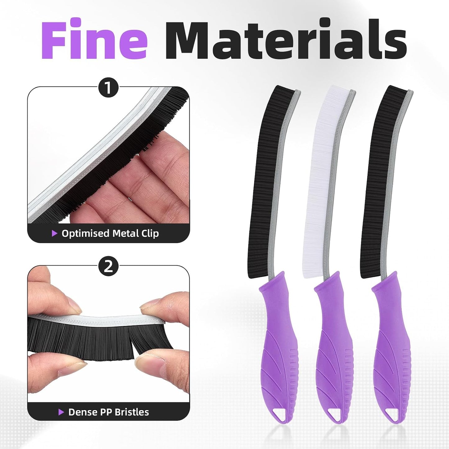 FOOGWEE Hard Bristle Crevice Cleaning Brush - Cleaning Tools for Household Use, Multifunctional Gap Cleaning Supplies for Kitchen, Bathroom, Toilet, Window, Vehicle, Faucets, Grout, Home (Black)