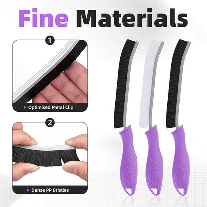 FOOGWEE Hard Bristle Crevice Cleaning Brush - Cleaning Tools for Household Use, Multifunctional Gap Cleaning Supplies for Kitchen, Bathroom, Toilet, Window, Vehicle, Faucets, Grout, Home (Black)