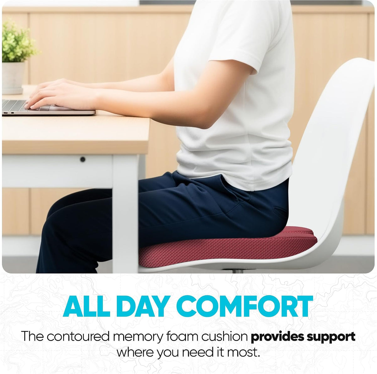 FORTEM Seat Cushion, Office Chair Cushion for Tailbone Sciatica Pain Relief
