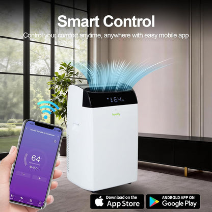 Hykolity WiFi Enabled Portable Air Conditioners 10,000 BTU, Cools Rooms Up To 450 Sq.Ft, 45dB Dual Motor 5 in 1 Quiet Smart AC Unit with Cool, Fan, Dehumidifier, 24H Timer & Sleep Mode