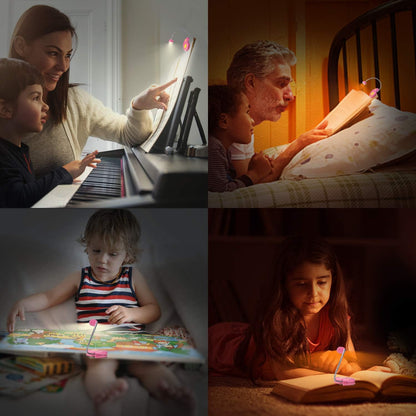 LUXSWAY Rechargeable Reading Light for Kids, LED Book Light with Magnetic Clip and Flexible Gooseneck, Cute Amber Bookmark Light - Violet
