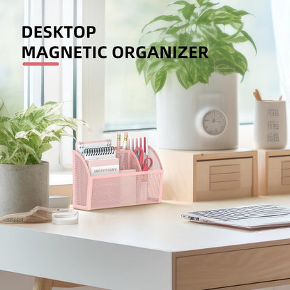 3-Grid Magnetic Pencil Holder, Strong Magnet Locker Organizer, Black | Mesh Magnetic Shelf, Marker Holder Perfect for Whiteboard, Refrigerator and Locker Accessories