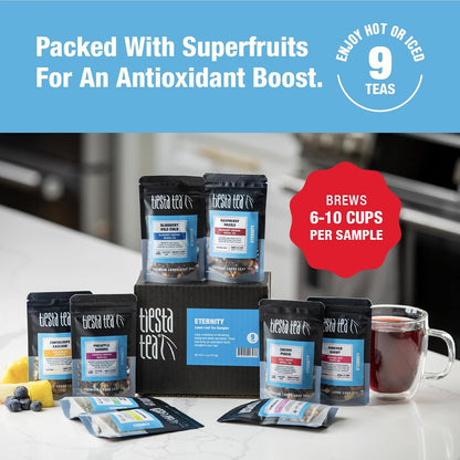 Tiesta Tea - Top 8 Favorites Sampler Set, Loose Leaf, Up to 80 Cups | High to No Caffeine, Hot & Iced, Tea Variety Pack with Green, Herbal, & Black, 8 Sample Pouches