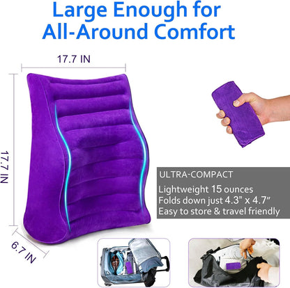 Inflatable Lumbar Pillow for Airplane Travel, S-Curve Lumbar Support Pillow