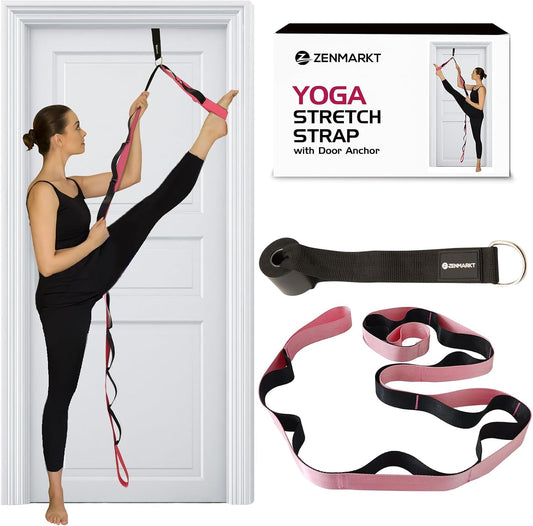 10-Loop Yoga Strap with Door Anchor for Stretching & Flexibility