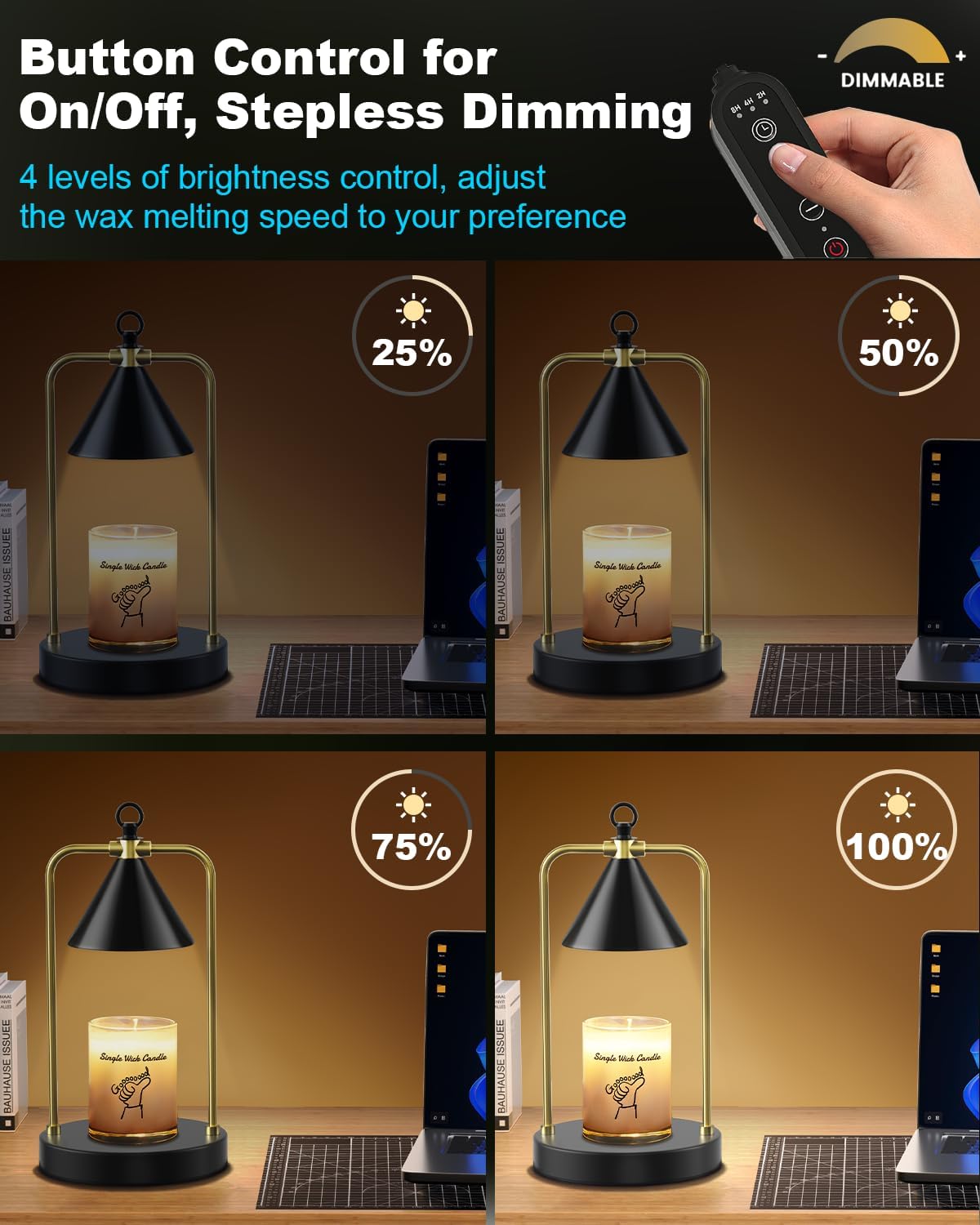 Candle Warmer Lamp with Timer, Upgraded Dimmable Wax Melts Warmer for Jar Candles, Height Adjustable Candle Lamp, Birthday Gifts for Women Mom, House Warming Gifts New Home Decor
