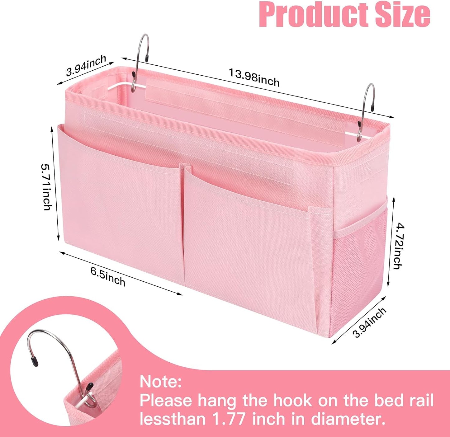 Bedside Caddy Organizer with Fixed Straps, Bunk Bed Caddy ideal for Home, Bunk Bed, Dorm, Hospital, Crib, Versatile Bedside Storage Solution (Beige)