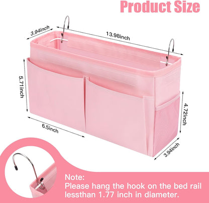 Bedside Caddy Organizer with Fixed Straps, Bunk Bed Caddy ideal for Home, Bunk Bed, Dorm, Hospital, Crib, Versatile Bedside Storage Solution (Beige)